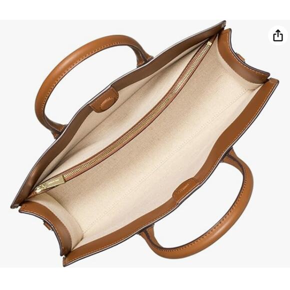 Michael Kors Scarlett Medium Satchel Gold-Tone Hardware/Vanilla/Acorn Handbag - Picture 4 of 4